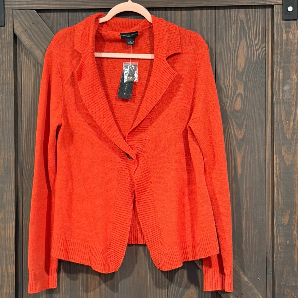Madison Studio Women's Cardigan 100% Cashmere Sweater Orange Size‎ XL